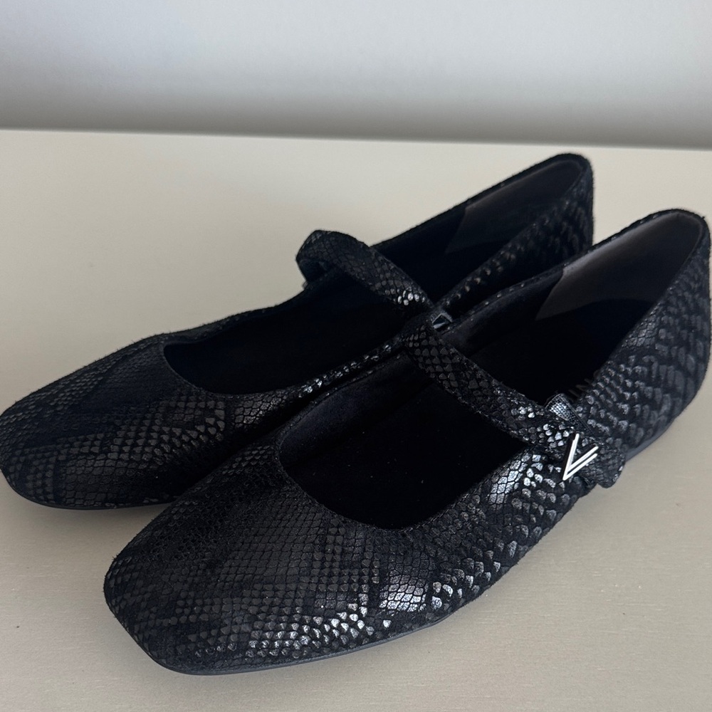 Vionic Black Snake-Embossed Mary Jane Flats - Picture 4 of 8